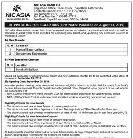 Re-Invitation for Sealed Bid
