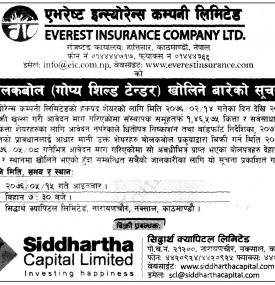 गोप्य शिल्ड टेन्डर खोलिने बारे सूचना