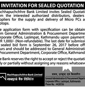 Invitation for Sealed Quotation
