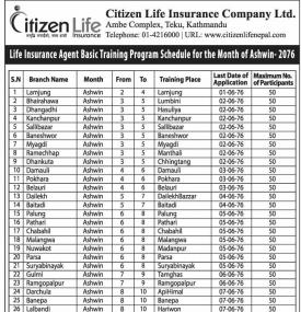 Life Insurance Agent Training Notice