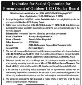 Invitation for Sealed Quotation 