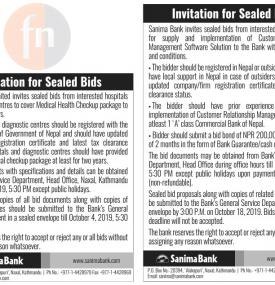 Invitation for  Sealed Bids