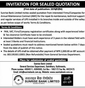 Invitation for Sealed Quotation 
