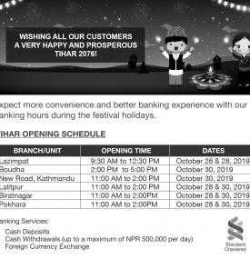 Tihar Holiday Counters Notice