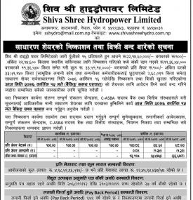 शिव श्री हाइड्रोको IPO भर्ने दिन आज सम्म मात्र
