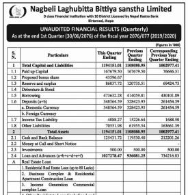 Unaudited Financial Results