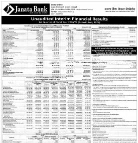 Unaudited Interim Financial Result