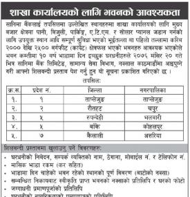 शाखा कार्यालयको लागि भवनको आवश्यकता