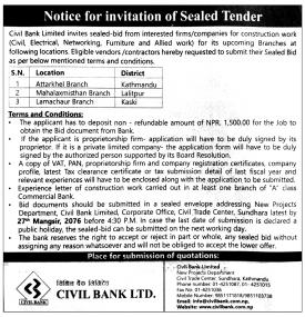 Invitation For Sealed Tender