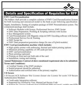 Details and Specification of Requisites for RFP