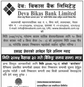 हकप्रद शेयरको आवेदन दिने अन्तिम म्याद !!!