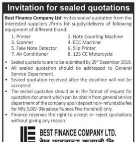 Invitation for Sealed Quotation
