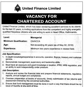 Vacancy for Chartered Account