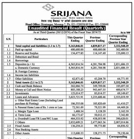 Unaudited Financial Results  (Quarterly)