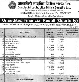 Unaudited Financial Results (Quarterly)