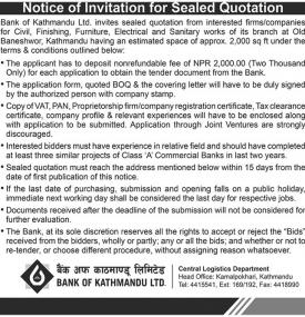 Invitation for Sealed Quotation