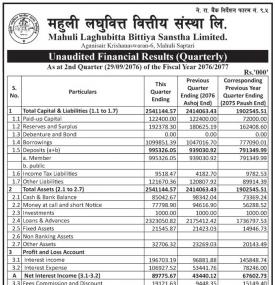 Unaudited Financial Results (Quarterly)