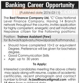 Banking Career Opportunity