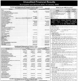 Unaudited  Financial Results