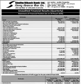 Unaudited  Financial Results (Quarterly)