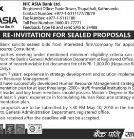 Re-Invitation for Sealed Proposals