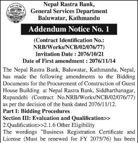 Addendum Notice No. 1