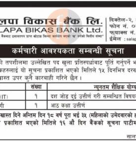 कर्मचारी आवश्यकता ।