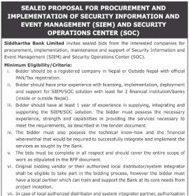 Sealed Proposal for Procurement & SIEM & SOC