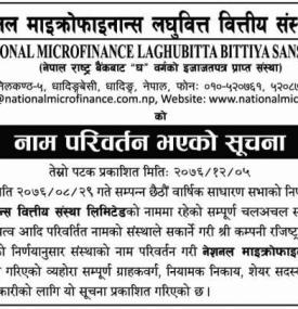 नाम परिवर्तनको सूचना