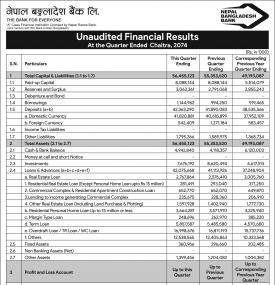 Unaudited Financial Results
