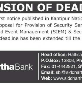 Extension of Deadline