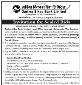Invitation of Sealed Bids