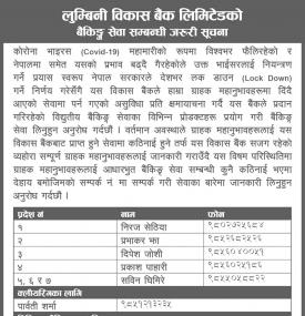 लुम्बिनी विकास बैंकको अत्यन्त जरुरी सूचना !