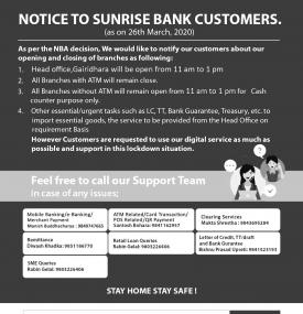 Notice & Support Number to our Valued Customers
