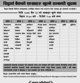 बैंकिङ सेवा सम्बन्धी सूचना
