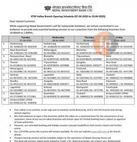 NIBL Branch Opening Schedule 
