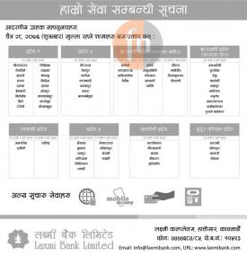 लक्ष्मी बैंकको बैंकिङ सेवा समयको जानकारी