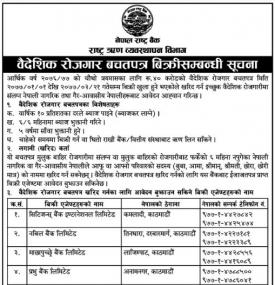 बैदेशिक रोजगार बचतपत्र विक्रीको सूचना
