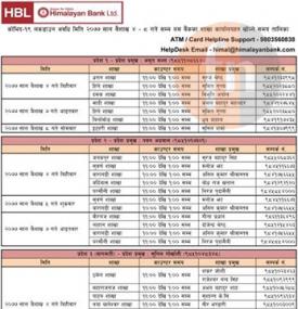 हिमालयन बैंक काउन्टर समय बैशाख ८ सम्म