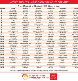 Sunrise Banking Hours Notice