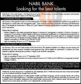 नबिल बैंकमा जागिर खुल्यो