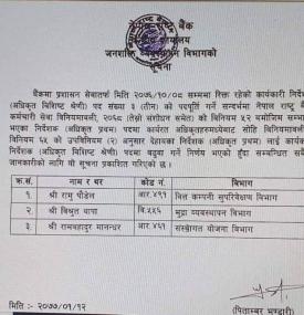 राष्ट्र बैंकका ३ जना निर्देशकहरु कार्यकारी निर्देशकमा बढुवा