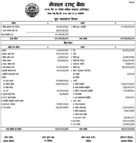 NRB Monthly Balance Sheet
