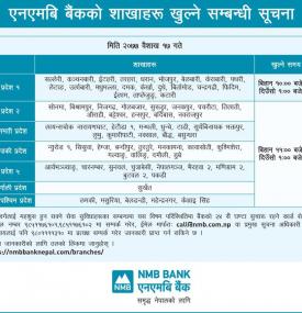 Notice on branch opening for Baisakh 17