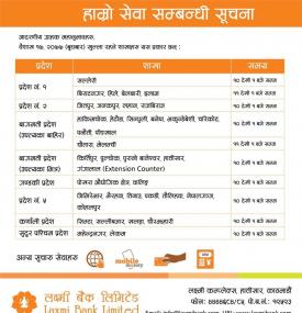 Laxmi बैंकको शाखाहरु खुल्ने सम्बन्धि सूचना