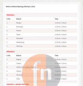 EBL Branch Opening Schedule