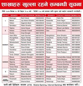 Branch Opening Schedule 