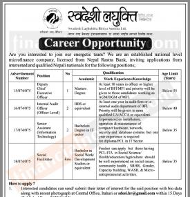 Career Opportunity !!!