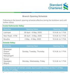 Branch Opening Schedule