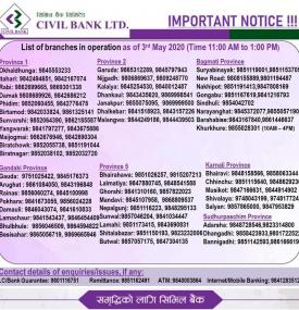 Civil Branches Opening Notice 